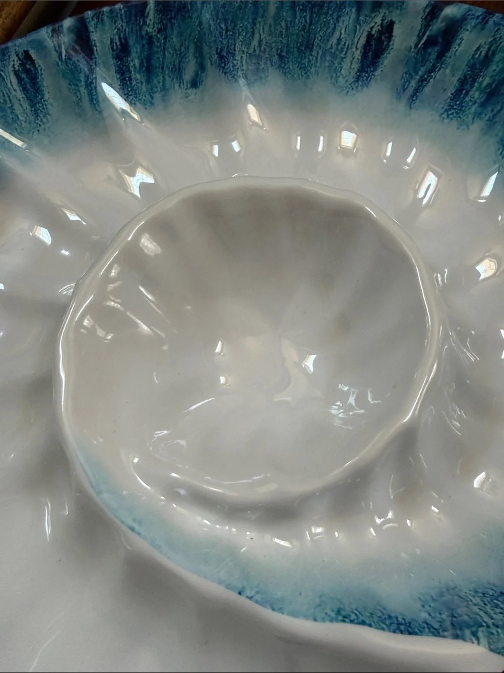 Sigrid Olsen White and Aqua 100% Melamine seashell serving dish.